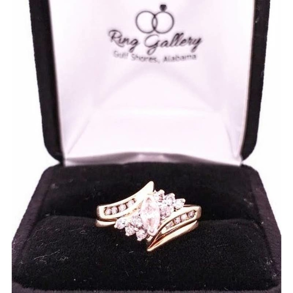 14K Diamond Wedding Ring Set/ Engagement Ring REAL DIAMONDS Size 5.6